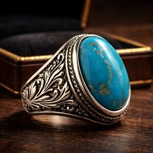 *NEW* Synthetic Turquoise Vintage Style Ring